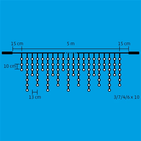 LED-es jégcsap fényfüzér, kül- és beltéri, sorolható, 200 LED, 5 m