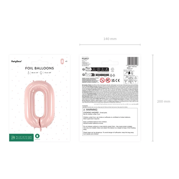 Lufi 0-ás szám fólia 72 cm világos rózsaszín