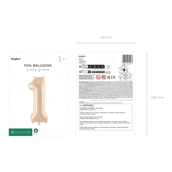 Lufi 1-es szám fólia 72 cm bézs