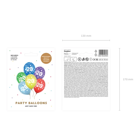 Lufi erős 30 cm 20. születésnap fémes mix S/6