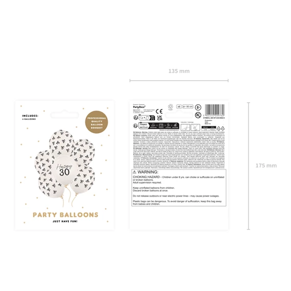 Lufi 30 cm, 30 darab, pasztell törtfehér S/6