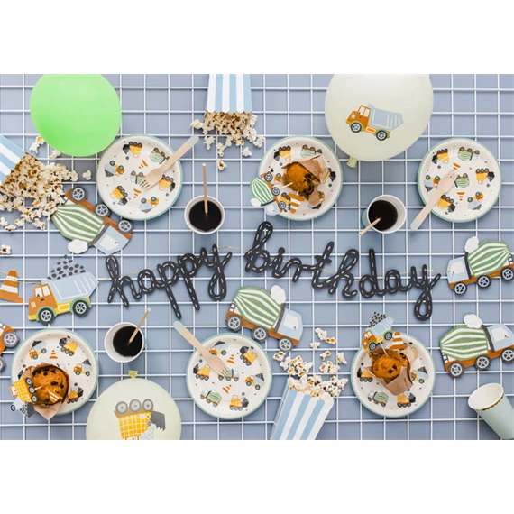 Lufi 30 cm építőjárművek pasztell világos krém S/6