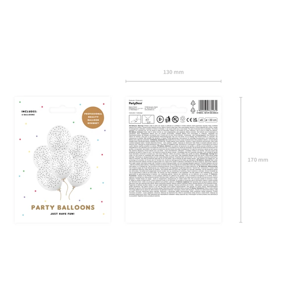 Lufi 30 cm pöttyös pasztell tiszta fehér S/6