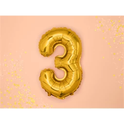 Lufi 3-as szám fólia 35 cm arany
