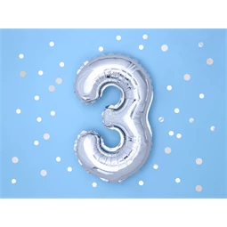 Lufi 3-as szám fólia 35 cm ezüst
