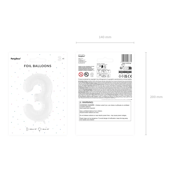 Lufi 3-as szám fólia 86 cm fehér