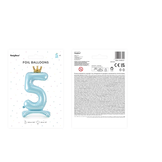 Lufi 5-ös szám álló fólia 84 cm égkék