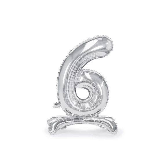 Lufi 6-os szám álló fólia 70 cm ezüst