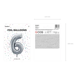 Lufi 6-os szám fólia 86 cm ezüst
