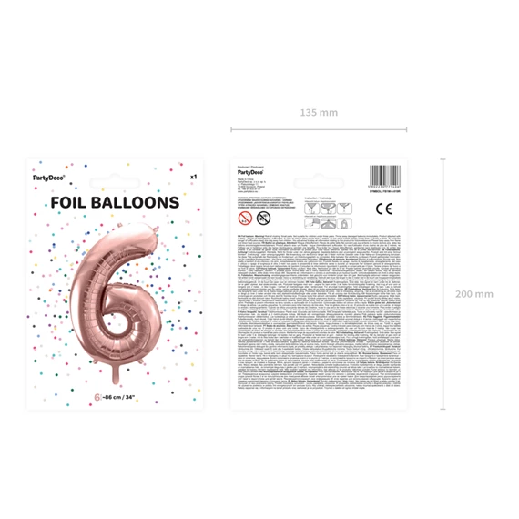 Lufi 6-os szám fólia 86 cm rózsaarany