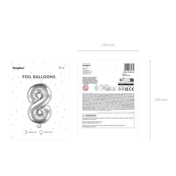Lufi 8-as szám fólia 35 cm ezüst
