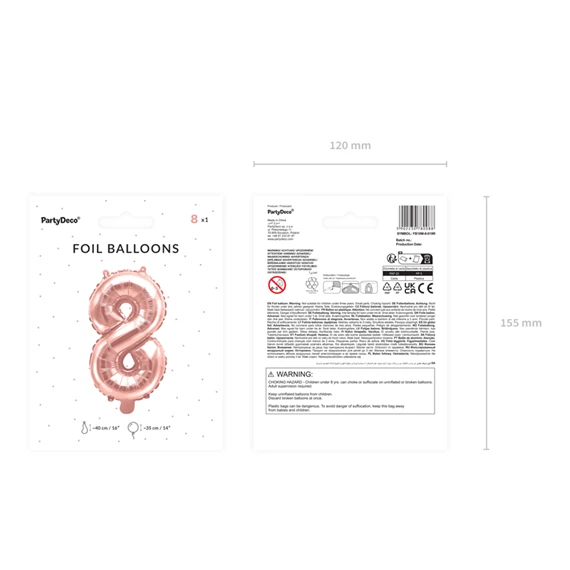 Lufi 8-as szám fólia 35 cm rózsaarany