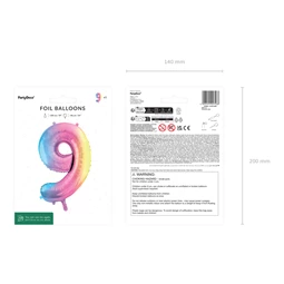 Lufi 9-es szám fólia 86 cm pasztell szivárvány