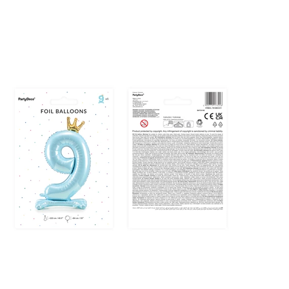 Lufi 9-es szám álló fólia 84 cm égkék