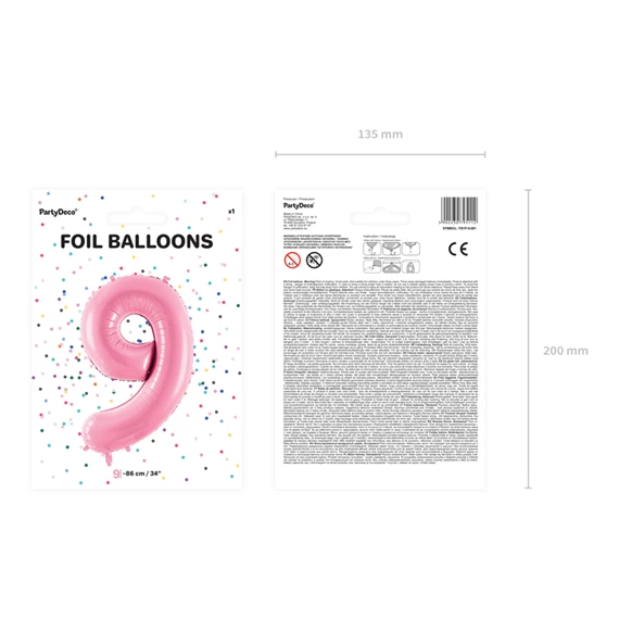 Lufi 9-es szám fólia 86 cm rózsaszín