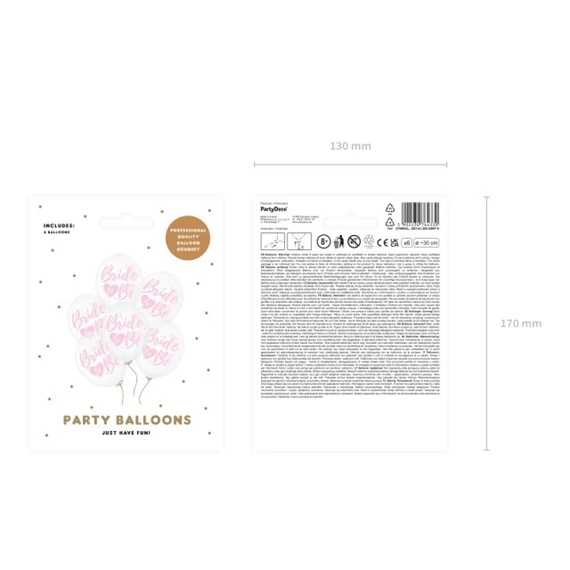 Lufi Bride to be felirattal 30 cm áttetsző-rózsaszín S/6