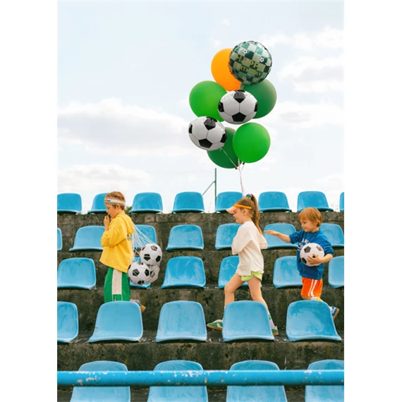 Lufi boldog születésnapot felirattal és focilabdákkal 35x35 cm kevert