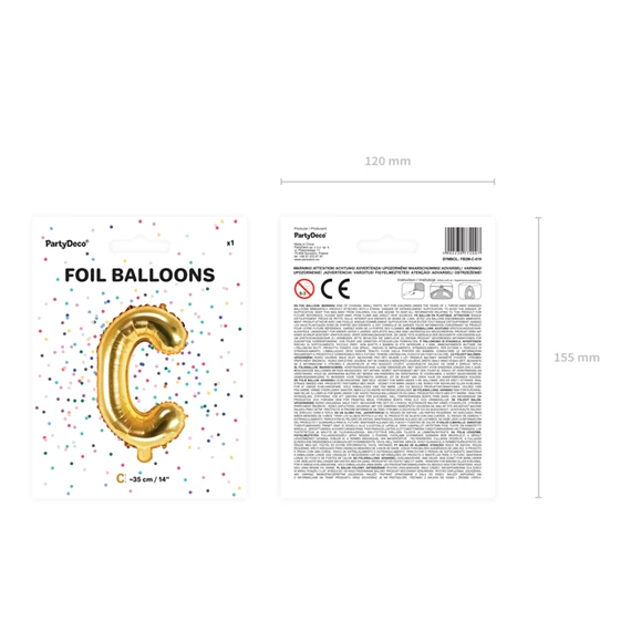 Lufi c betű fólia 35 cm arany