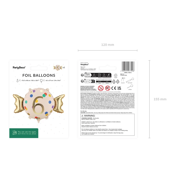 Lufi cukorka 6-os fólia 61x37 cm mix