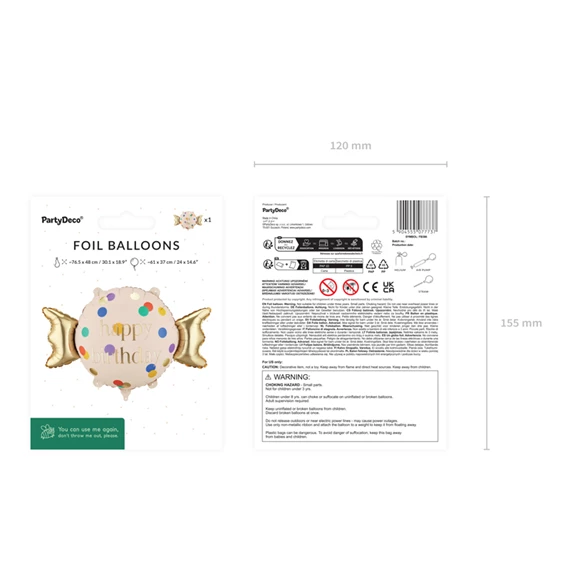 Lufi cukorka boldog születésnapot 61x37 cm keverék