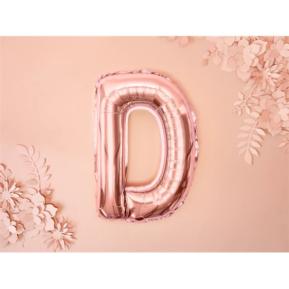 Lufi d betű fólia 35 cm rózsaarany
