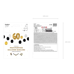 Lufi girland 3 az 1-ben - 60. születésnap, mix, 260x32 cm