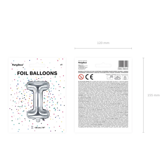 Lufi i betű fólia 35 cm ezüst