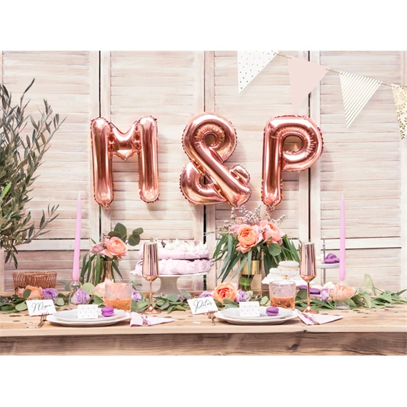 Lufi m betű fólia 35 cm rózsaarany