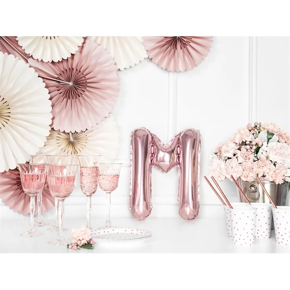 Lufi m betű fólia 35 cm rózsaarany