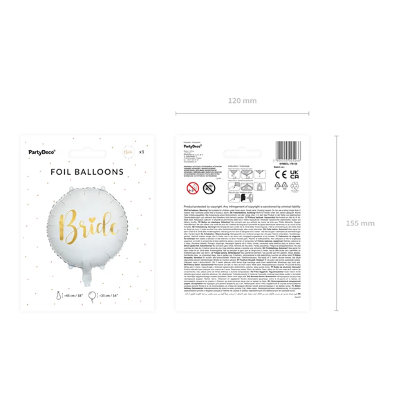 Lufi menyasszony fólia 45 cm fehér