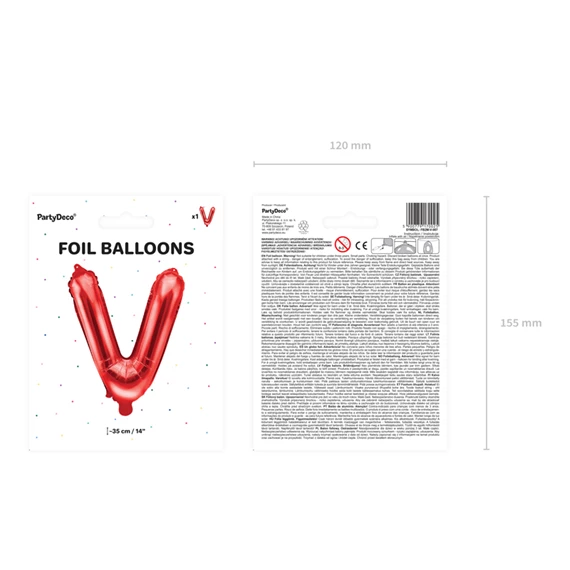 Lufi v betű fólia 35 cm piros