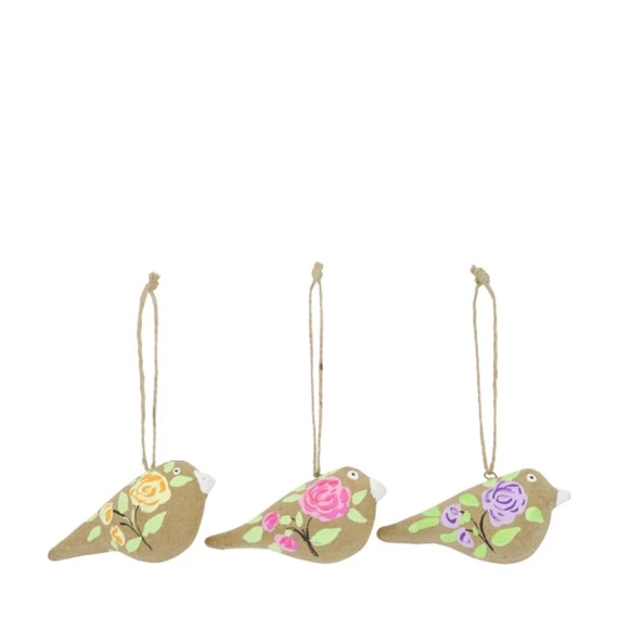 Madár festett mintával, akasztós 11x3,5x5,5 cm 3féle