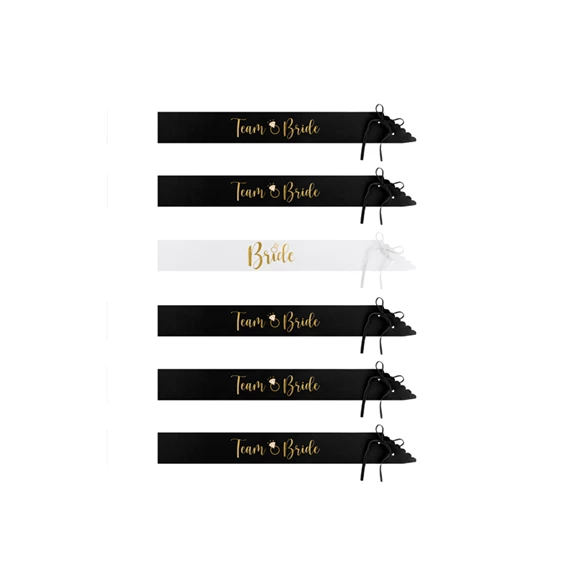 Vállszalagok menyasszony és csapata fekete és fehér S/6