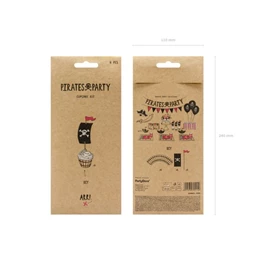 Muffin díszítő készlet kalózos papír barna,fekete S/6