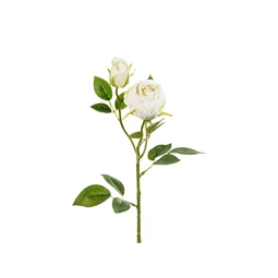 Művirág rózsa két bimbóval 55 cm világos krém