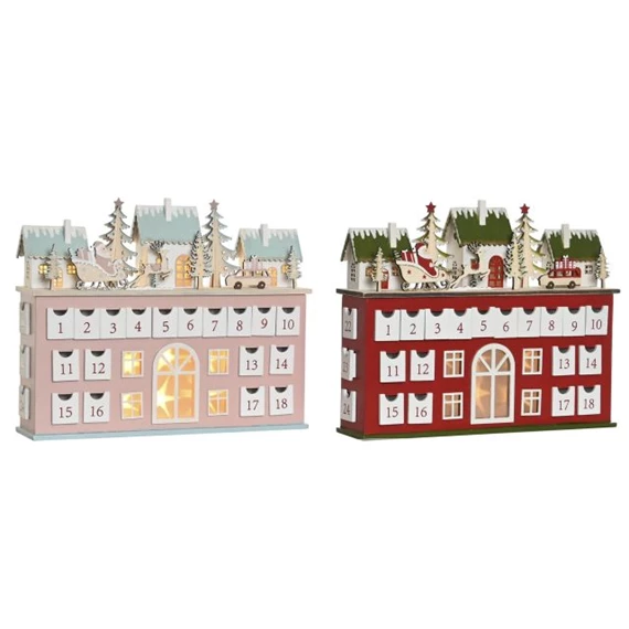 Naptár adventi LED-es 37,5x8,5x31 cm 2 féle