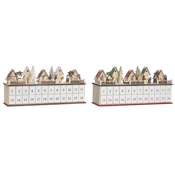Naptár adventi LED-es 45x11x23 cm 2 féle