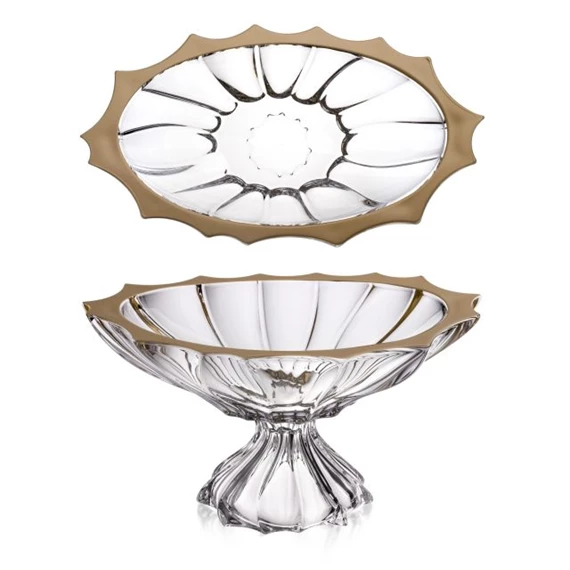 Ovális tál talpas PLANTICA arany szegéllyel 36,5 cm