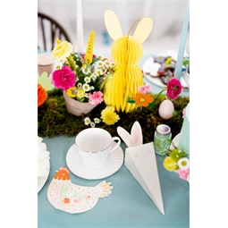 Papír dekoráció méhsejt nyuszi sárga 30 cm