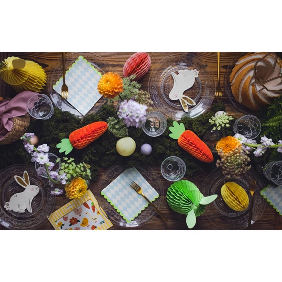 Papír dekoráció méhsejt nyuszi világos zöld 30 cm