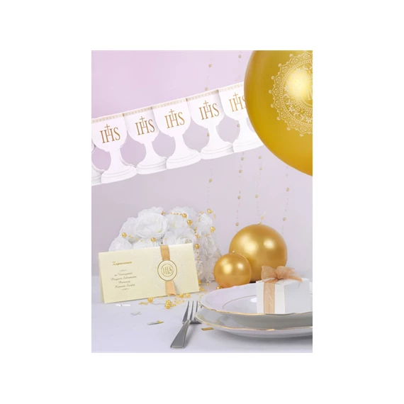 Papír girland ihs kehely fehér 3 m