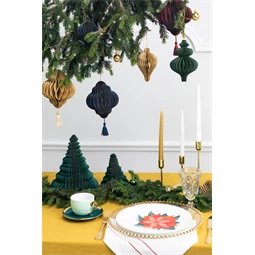 Papír méhsejt dísz csepp sötétkék 8x12 cm