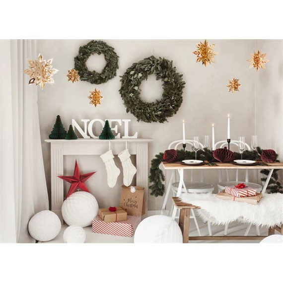 Papír méhsejt dísz karácsonyfa, üvegzöld, 20 cm