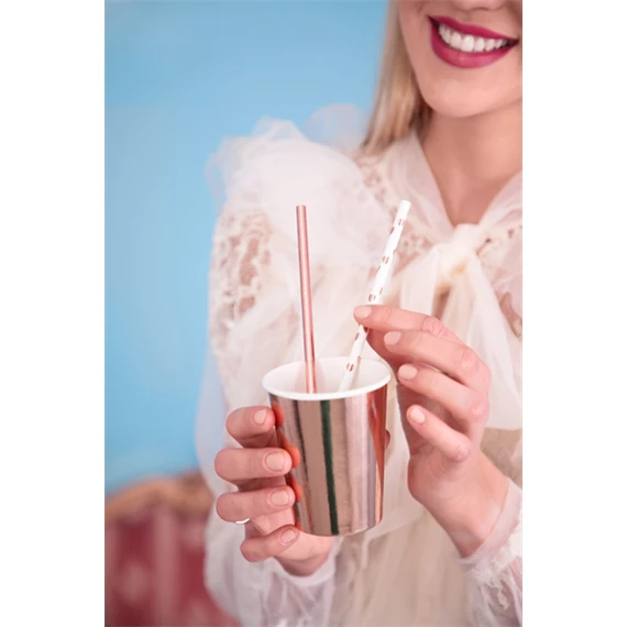 Papír szívószálak világos rózsaarany 19,5 cm S/10