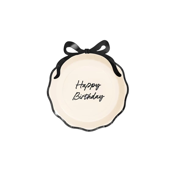 Papírtányér boldog születésnapot masnival, vegyes, 24 cm S/6