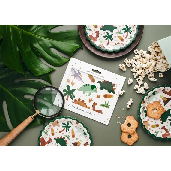 Papírtányér dinoszauruszok, 18x18 cm, mix S/6