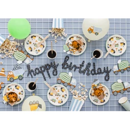 Papírtányér építőipari járművek, mix, 18x18 cm S/6