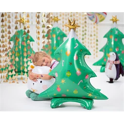 Party függöny karácsonyfák arany 100x245 cm