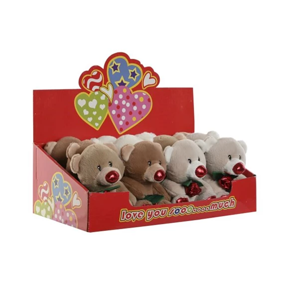 Plüss maci virággal 10x10x14 cm 4 féle