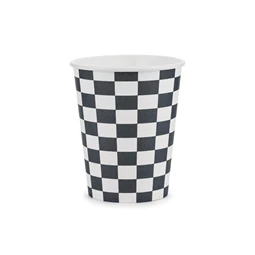 Papír poharak kockás zászló, 220 ml, mix S/6